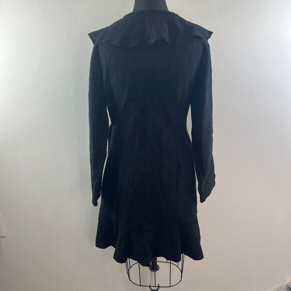 Fenn Wright Manson Black Wrap Cardigan Sweater Wool Knit Ruffle Duster Size 2X - Picture 5 of 8
